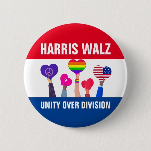ユニティオーバーディビジョンHarris Walz Tim Walz Red Blue 缶バッジ (正面)