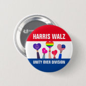 ユニティオーバーディビジョンHarris Walz Tim Walz Red Blue 缶バッジ (正面&裏面)