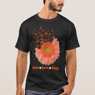 ユニティデイオレンジデイジーピースラブユニティアンチいじめっ Tシャツ