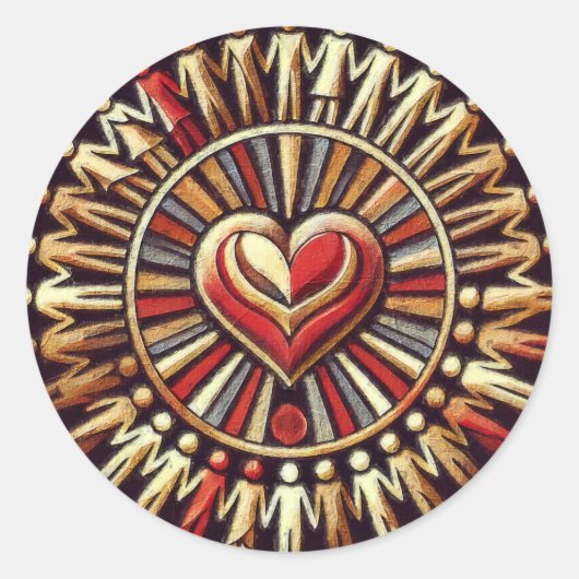 ユニティハート：ウェルトフリーデン – 世界平和ステッカー ラウンドシール (正面)