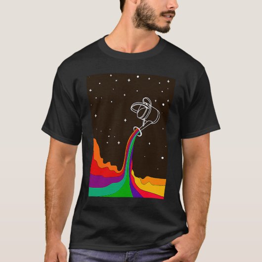 ユニバサイケデリックスカラーレインボー宇宙抽象芸術 Tシャツ (正面)