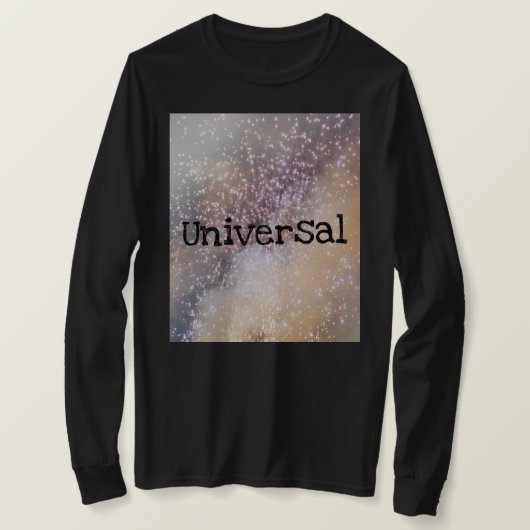 ユニバーサルデザインの黒い長袖シャツ Tシャツ (デザイン正面)