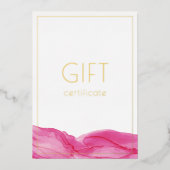 ユニバーサルフェミニン金ゴールドピンクインクギフト証明書 箔シーズンカード (正面)
