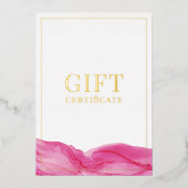 ユニバーサルフェミニン金ゴールドピンクインクギフト証明書 箔シーズンカード (正面)