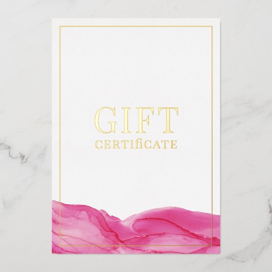 ユニバーサルフェミニン金ゴールドピンクインクギフト証明書 箔シーズンカード (正面)