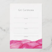 ユニバーサルフェミニン金ゴールドピンクインクギフト証明書 箔シーズンカード (裏面)