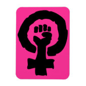 ユニバーサル女性シンボル連帯ハンドホットピンク マグネット (縦)