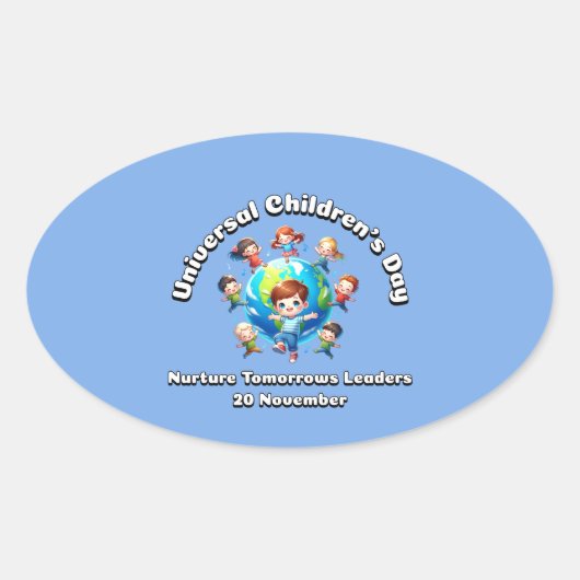 ユニバーサル子供の日。明日の指導者を育成する 楕円形シール (正面)