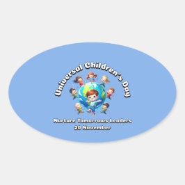 ユニバーサル子供の日。明日の指導者を育成する 楕円形シール