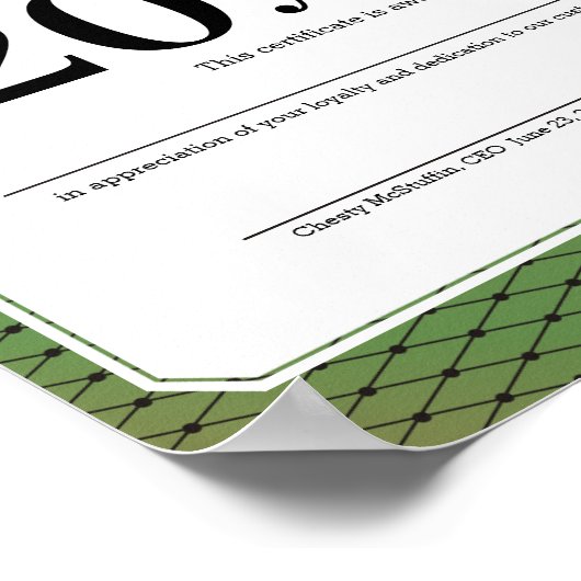 ユニバーサル従業員記念日の証明書のベベル ポスター (角)