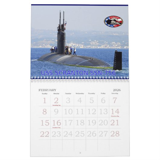ユニバーサル海軍潜水艦カレンダー カレンダー (2月 2026)