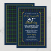 ユニバーサル ブラック ウォッチ タルタン 80歳の誕生日 招待状 (正面/裏面)