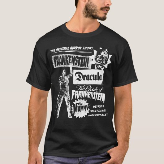 ユニバーサル・モンスター 原作のホラー・ショー・ファミリー Tシャツ (正面)