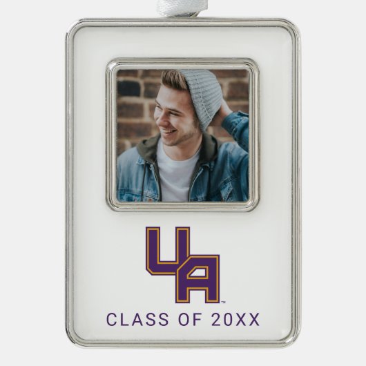 ユニバーシティアットアルバニーイニシャルロゴ シルバープレートフレームオーナメント (正面)