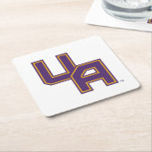 ユニバーシティアットアルバニーイニシャルロゴ スクエアペーパーコースター (アングル)