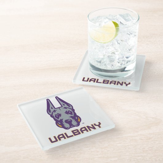 ユニバーシティアットアルバニーグレートダネス ガラスコースター (アングル)