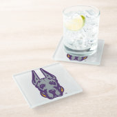 ユニバーシティアットアルバニーグレートダネマスコットヘッド ガラスコースター (アングル)