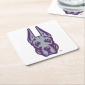 ユニバーシティアットアルバニーグレートダネマスコットヘッド スクエアペーパーコースター (アングル)