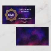 ユニバースネイビーブルーレッド金ゴールドアラベエレガントスク  名刺 (正面/裏面)