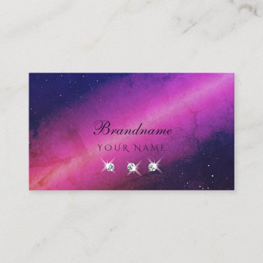 ユニバースピンクとダークブルーの宇宙きらめく宝石 名刺 (正面)
