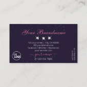 ユニバースピンクダークブルーきらめくジュエリーとロゴ 名刺 (裏面)