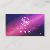 ユニバースピンクダークブルーきらめくジュエリーとロゴ 名刺 (正面)