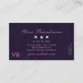 ユニバースピンクダークブルー宝石きらめくモノグラム 名刺 (裏面)
