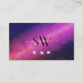 ユニバースピンクダークブルー宝石きらめくモノグラム 名刺 (正面)