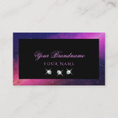 ユニバースブラックブルーピンク輝く星ダイヤモンド 名刺 (正面)