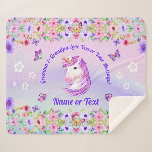 ユニパーソナライズされたコーン毛布虹色 シェルパブランケット (正面(横))