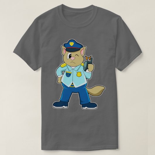 ユニフォーム・マイク付き警察官としてのTomcat Tシャツ (デザイン正面)