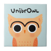 ユニブロウフクロウ |かわいいおもしろい眉毛フクロウ タイル (正面)