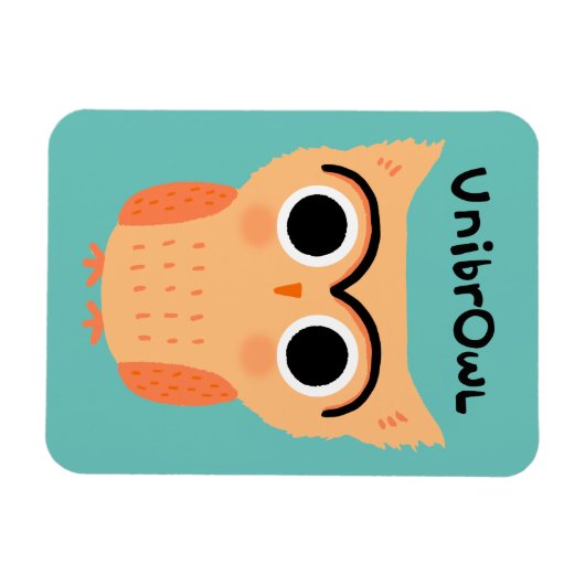 ユニブロウフクロウ |かわいいおもしろい眉毛フクロウ マグネット (横)