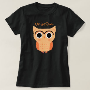 ユニブロウフクロウ  かわいいおもしろい眉毛フクロウ Tシャツ