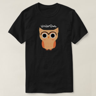 ユニブロウフクロウ  かわいいおもしろい眉毛フクロウ Tシャツ