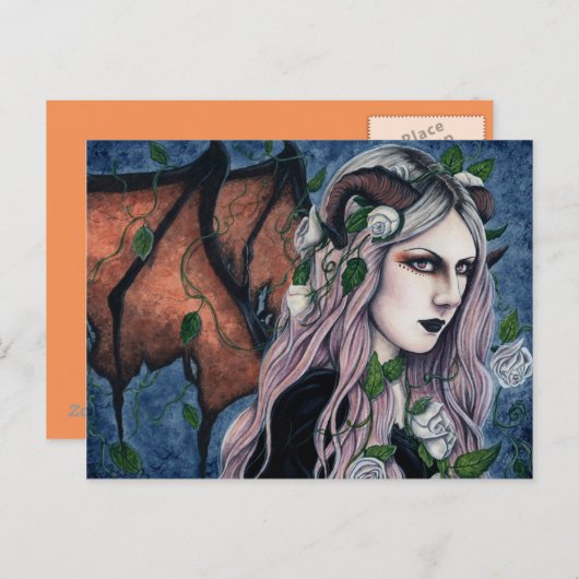 ユニリーゴシックの妖精の暗いファンタジー角はがき ポストカード (正面/裏面)