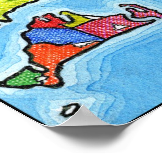 ユニークおもしろいとケカラフループの地図 ポスター (角)