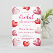 ユニークおもしろいガーリーキュートピンクハートブライダルシャワー 招待状 (スタンド正面)
