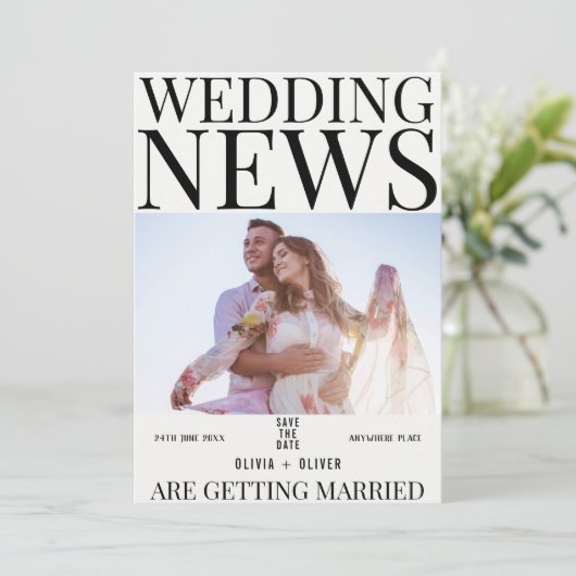 ユニークおもしろい写真結婚新聞 セーブザデート (スタンド正面)