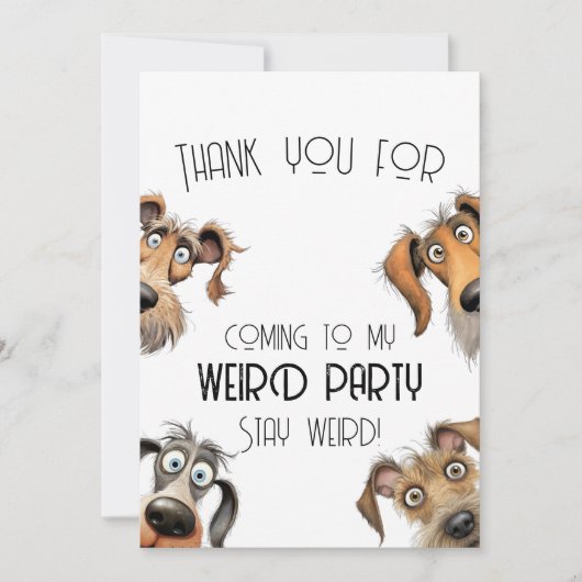 ユニークおもしろい犬パーティー サンキューカード (正面)
