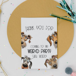 ユニークおもしろい犬パーティー サンキューカード