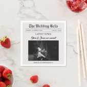 ユニークおもしろい結婚新聞の写真 スタンダードカクテルナプキン (インサイチュ)