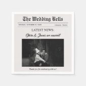 ユニークおもしろい結婚新聞の写真 スタンダードカクテルナプキン (正面)