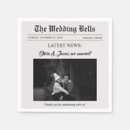 ユニークおもしろい結婚新聞の写真 スタンダードカクテルナプキン