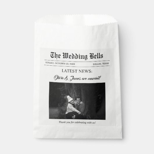 ユニークおもしろい結婚新聞の写真 フェイバーバッグ (正面)