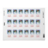 ユニークおもしろい雪だるまクリスマスツリー差出人住所 ラベル (フルシート)