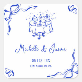 ユニークお洒落予測できなブルー手引きボーフランスのウ スクエアシール