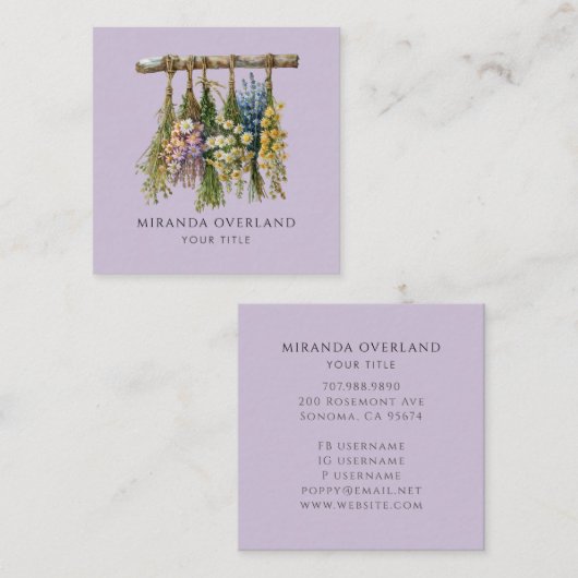 ユニークつる花 スクエア名刺 (正面/裏面)