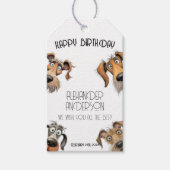 ユニークでおかしくて犬が大喜びの誕生日 ギフトタグ (正面)