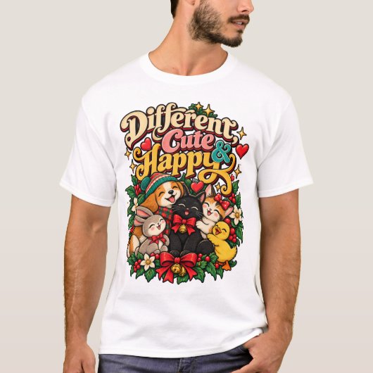 ユニークでかわいい幸せ Tシャツ (正面)